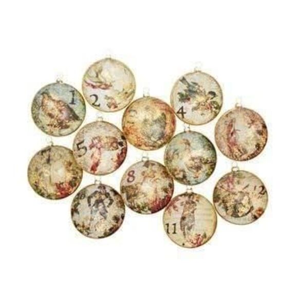 Bloomingdale's 12 Days of Christmas Disc Ornament Set - Picture 1 of 5